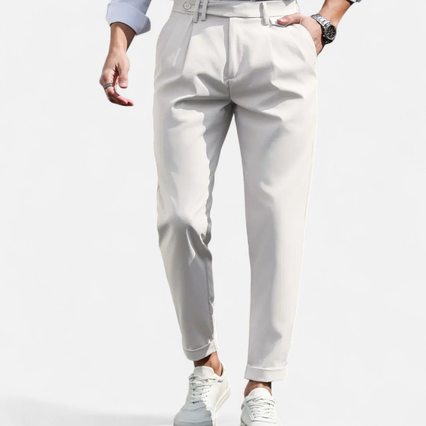 Men’s Slim-Fit Pleated Suit Trousers